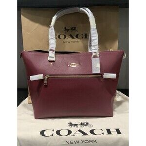 COACH Black Cherry Leather Gallery Shoulder Tote